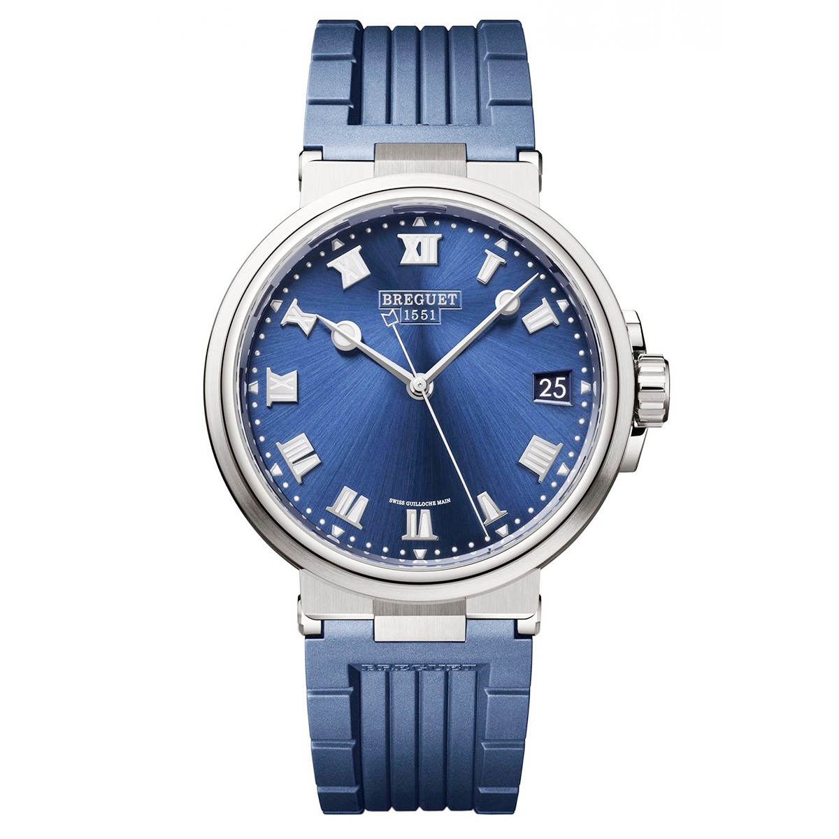 Marine 40mm Blue Dial Automatic Rubber Strap Watch