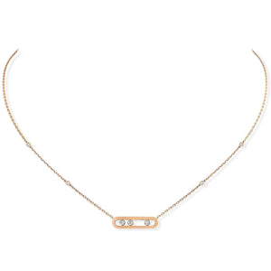 18ct Pink Gold Baby Move Three Diamond Set Necklace