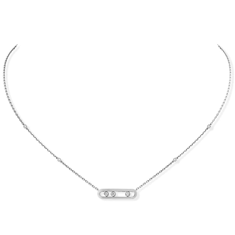 Messika Paris 18ct White Gold Baby Move Three Diamond Set Necklace - Berry's Jewellers