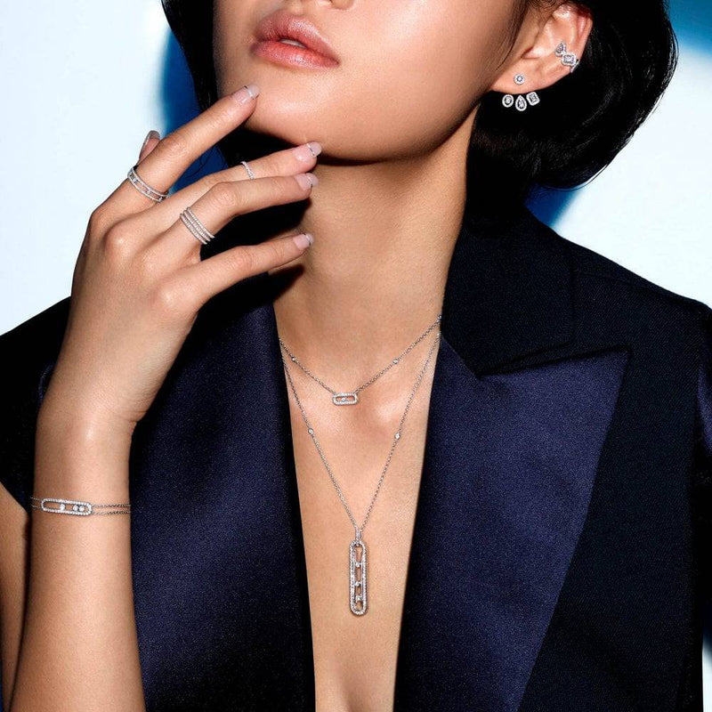 Messika Paris 18ct White Gold Gatsby 3 Rows Pave Set Diamond Ring - Berry's Jewellers