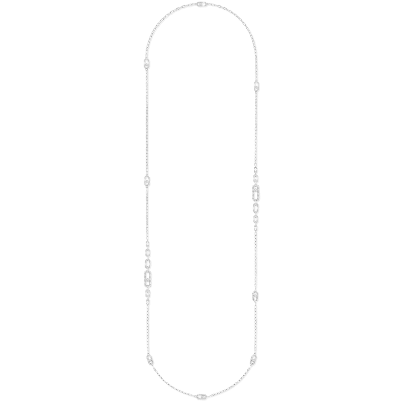 18ct White Gold Move Uno Diamond Sautoir Necklace - Main Image