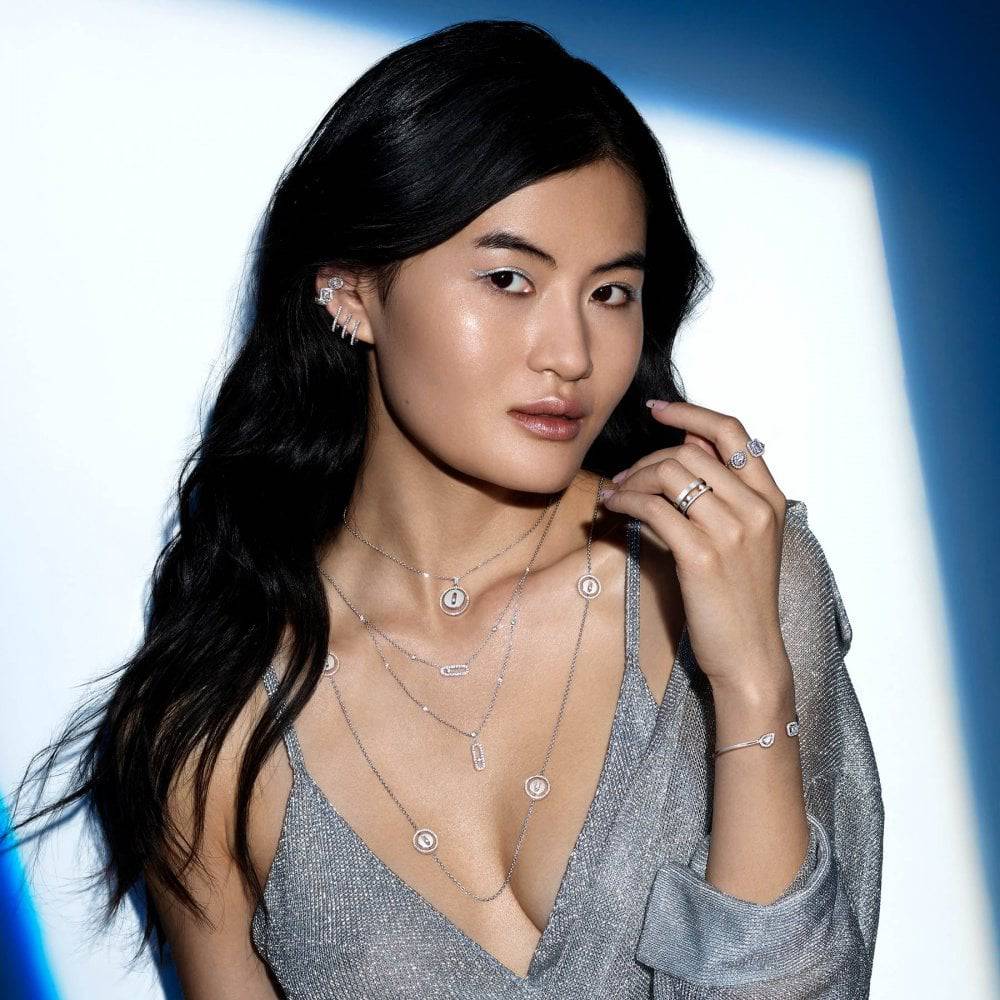 Messika Paris Move Romane 18ct Pink Gold Diamond Set Ring With 3 x Moving Diamonds - Berry's Jewellers