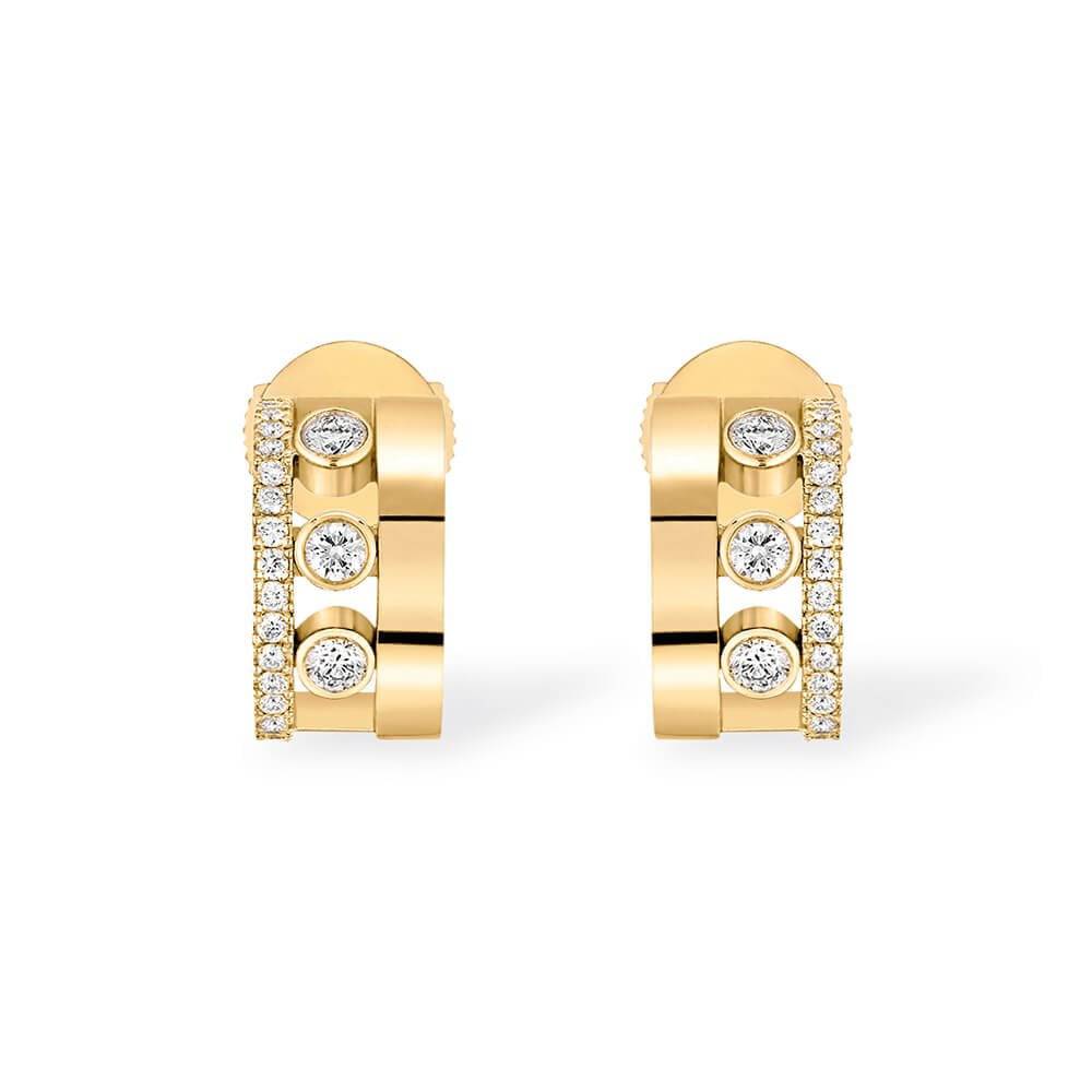 Messika Move Romane 18ct Yellow Gold Diamond Set Mini Hoop Earrings