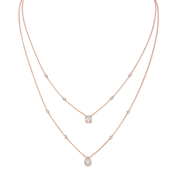 Messika Paris My Twin 2 Rows 18ct Pink Gold Diamond Necklace - Berry's Jewellers