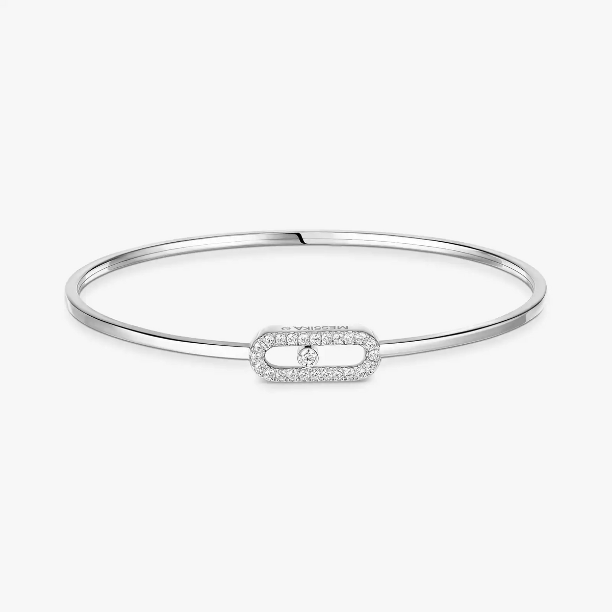 Messika Paris Move Uno 18ct White Gold Pave Diamond Set Flex Bangle - Berry's Jewellers