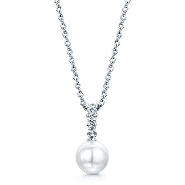 Mikimoto 18ct White Gold Diamond & Akoya Pearl Morning Dew Pendant - Berry's Jewellers