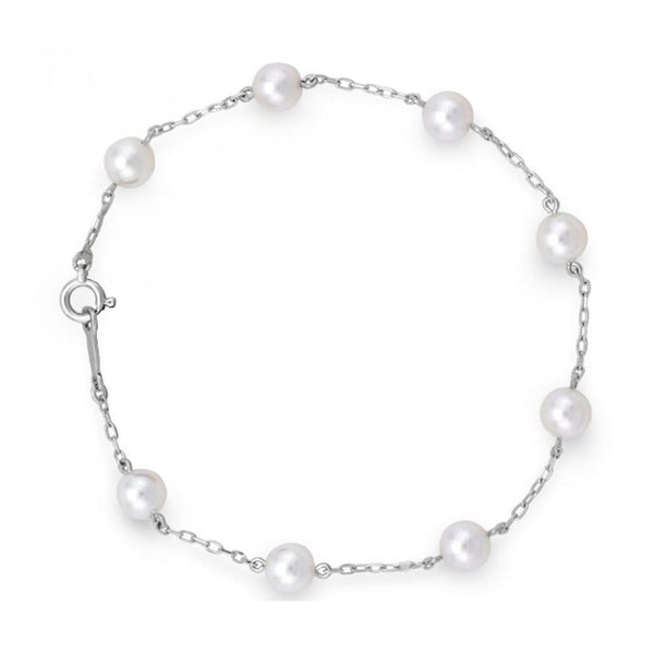 Mikimoto Akoya Pearl & 18ct White Gold Chain Bracelet - Berry's Jewellers