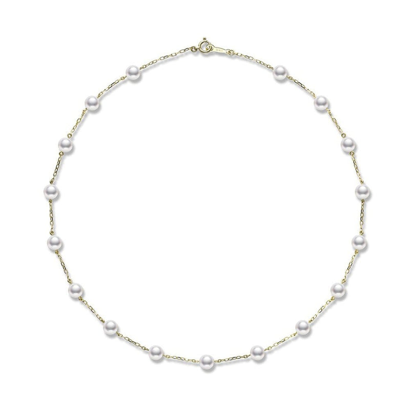 Mikimoto Akoya Pearl & 18ct Yellow Gold Chain Necklace - Berry's Jewellers