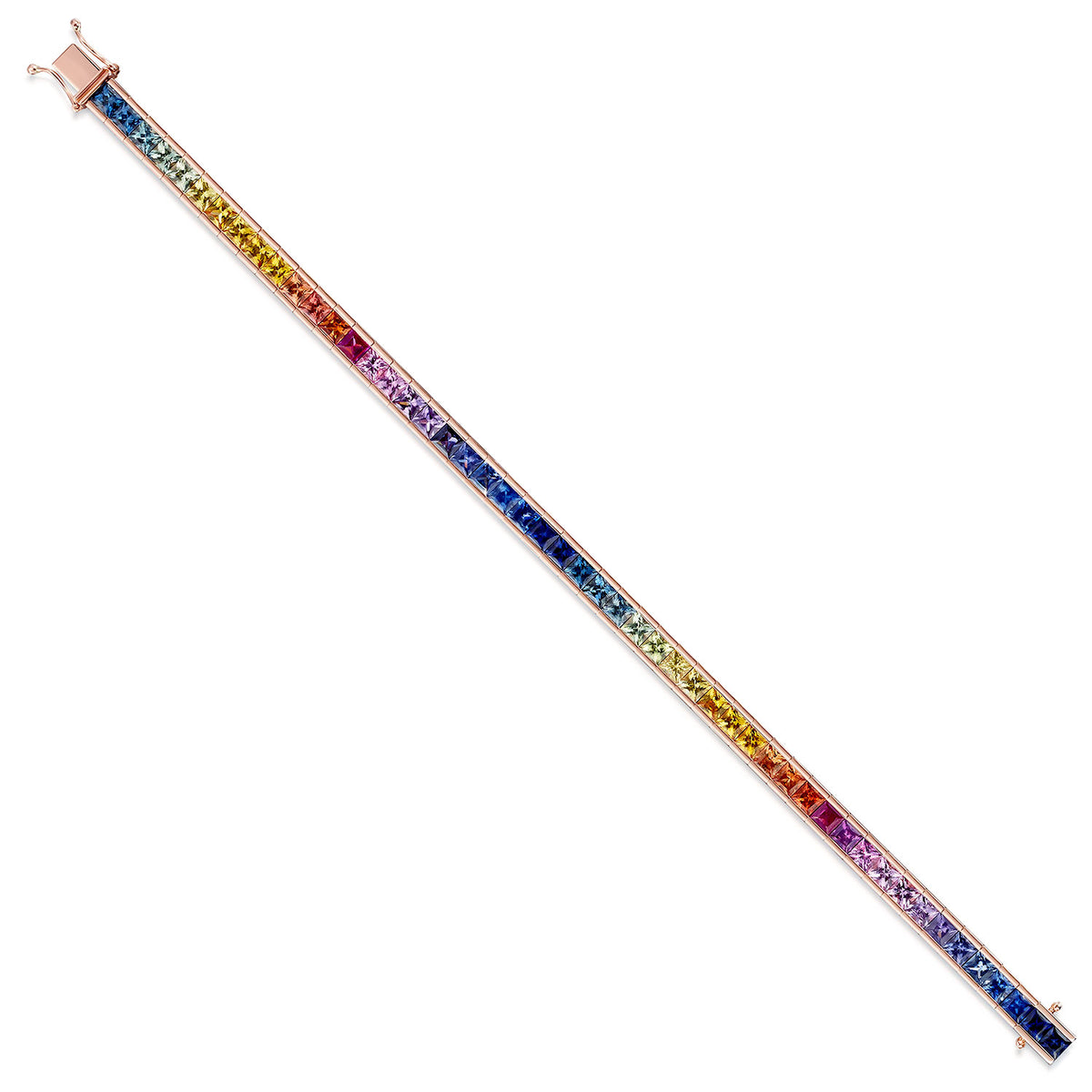 Berry's 18ct Rose Gold Rainbow Sapphire Tennis Bracelet - Berry's Jewellers