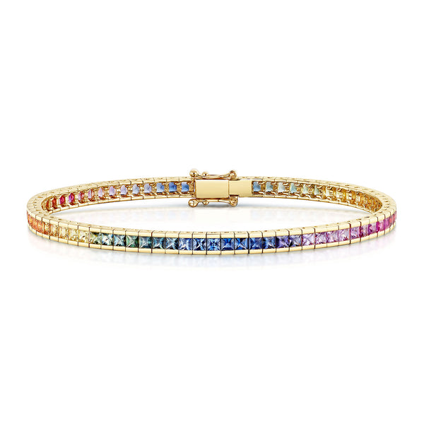 Berry's 18ct Yellow Gold Rainbow Sapphire Tennis Bracelet - Berry's Jewellers