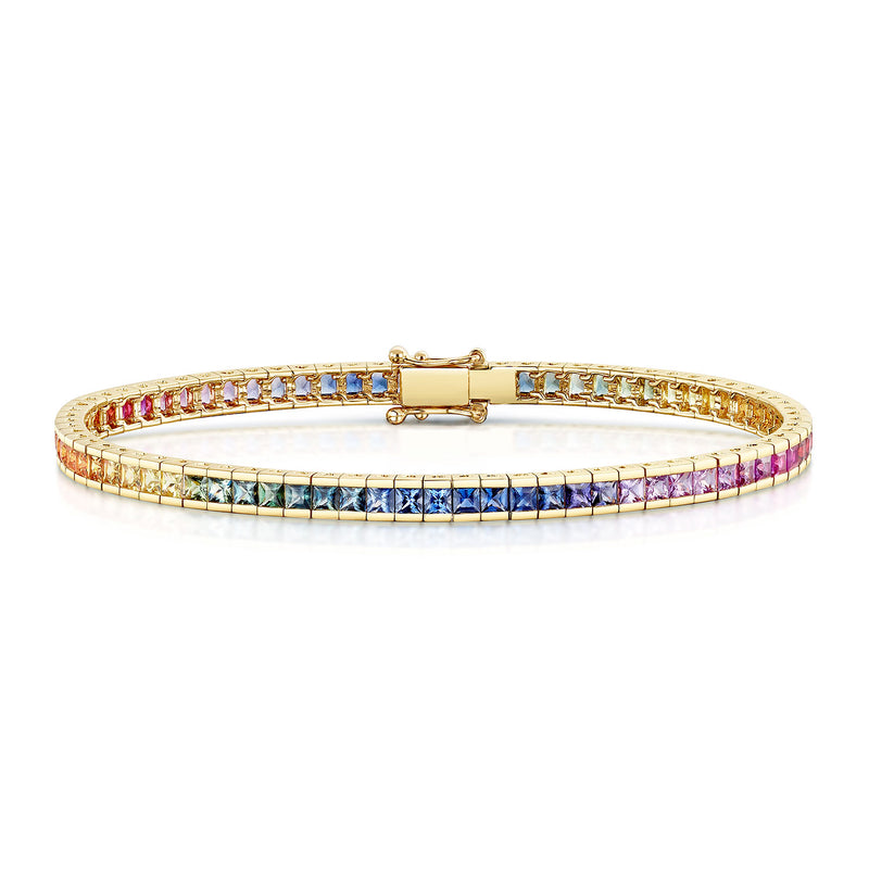 Berry's 18ct Yellow Gold Rainbow Sapphire Tennis Bracelet - Berry's Jewellers
