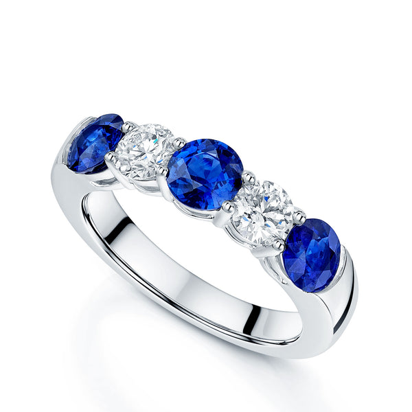 Berry's Platinum Sapphire And Diamond Five Stone Eternity Ring - Berry's Jewellers