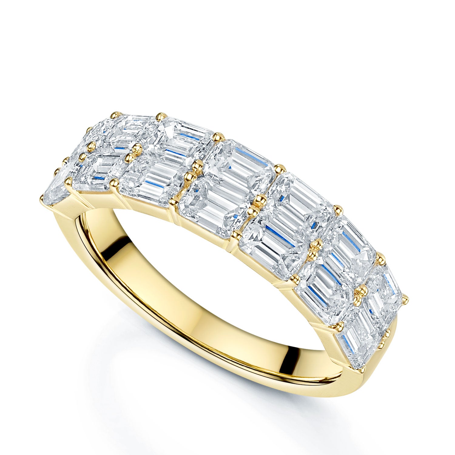 Berry's 18ct Yellow Gold Emerald Cut Diamond Two Row Dress Ring - Berry's Jewellers