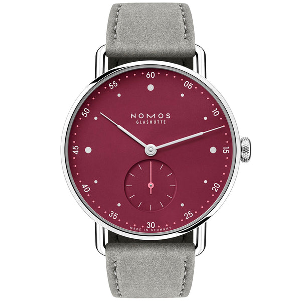 NOMOS Glashütte Metro 33mm Muted Red Dial Ladies Strap Watch - Berry's Jewellers