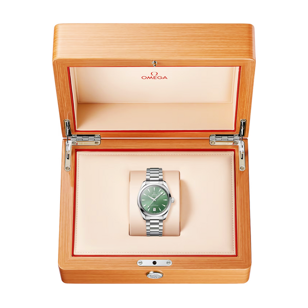 OMEGA Seamaster Aqua Terra Shades 38mm Bay Green Dial Bracelet Watch - Berry's Jewellers