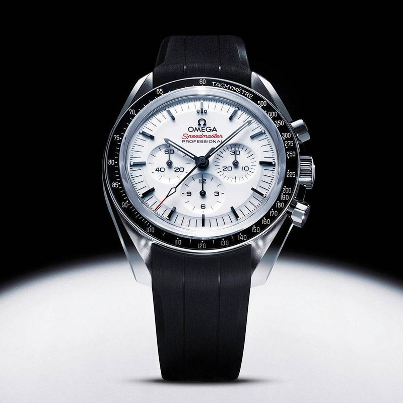 OMEGA Speedmaster Moonwatch 42mm White Dial Rubber Strap Watch - Berry's Jewellers
