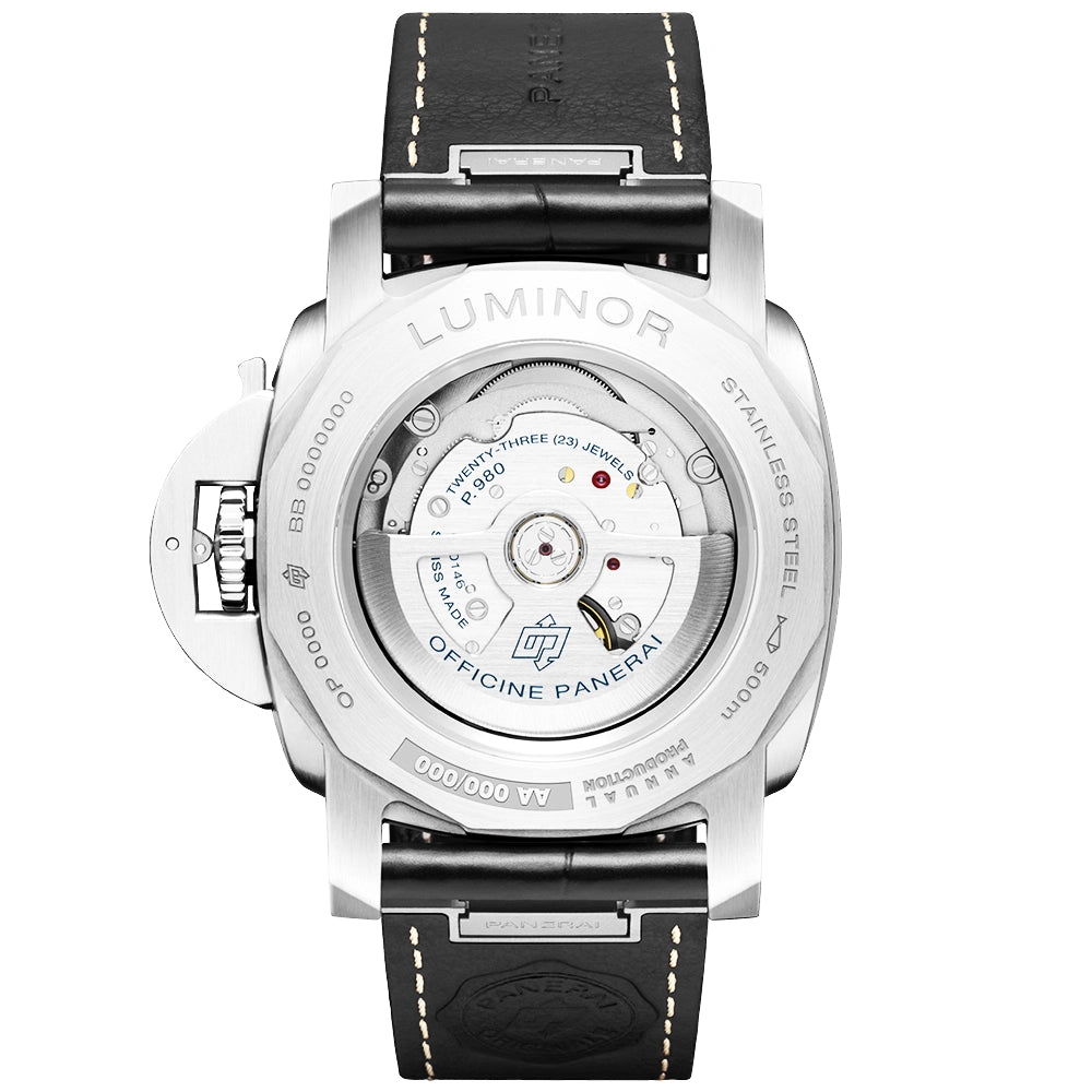 Panerai Luminor Marina Steel Black Dial 44mm Automatic Black Strap Watch - Berry's Jewellers