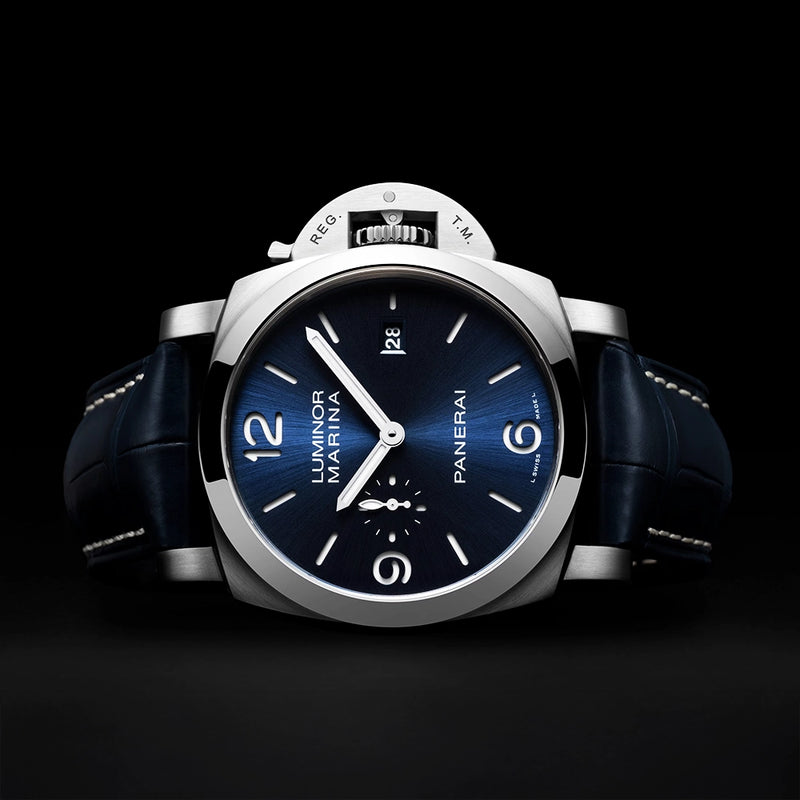 Panerai Luminor Marina Steel Blue Dial 44mm Automatic Strap Watch - Berry's Jewellers