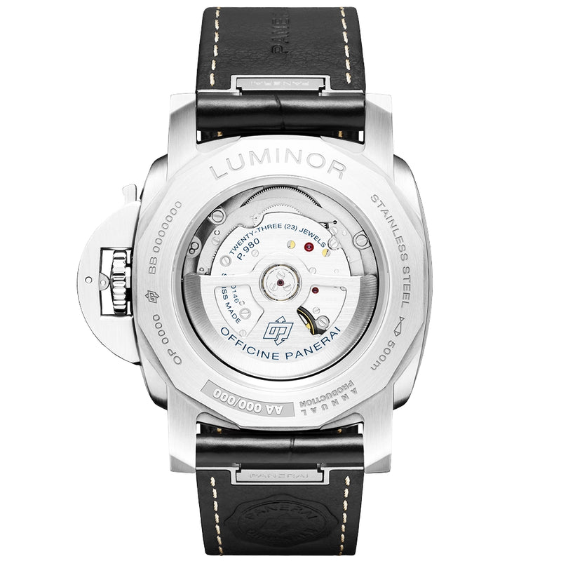 Panerai Luminor Marina Steel White Dial 44mm Automatic Black Strap Watch - Berry's Jewellers