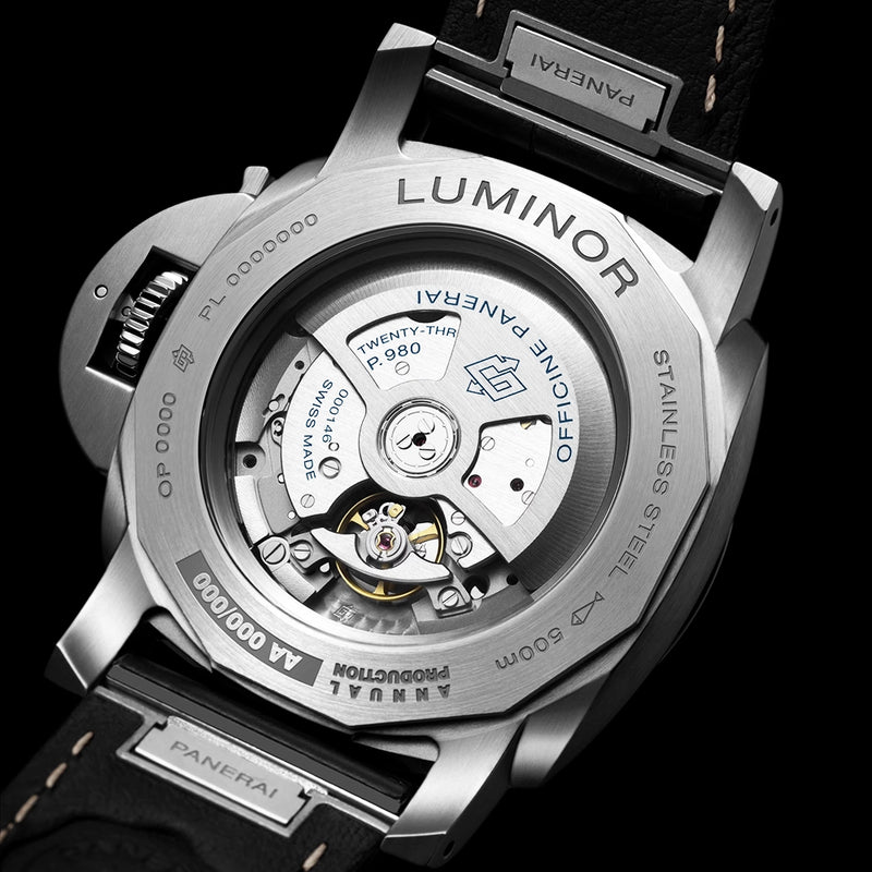 Panerai Luminor Marina Steel White Dial 44mm Automatic Black Strap Watch - Berry's Jewellers