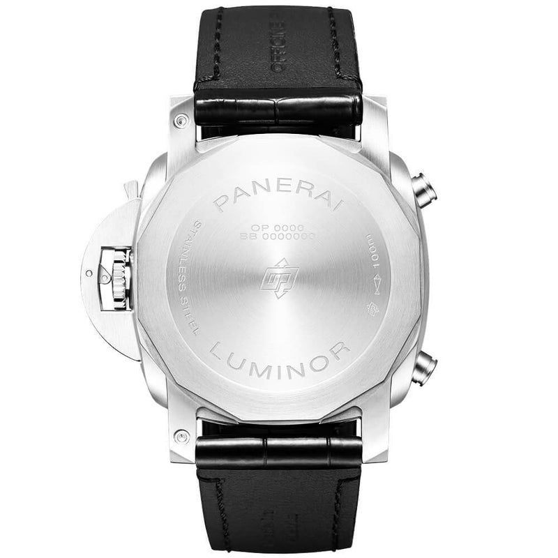 Panerai Luminor 44mm White Dial & Leather Strap Automatic Chronograph Watch - Berry's Jewellers