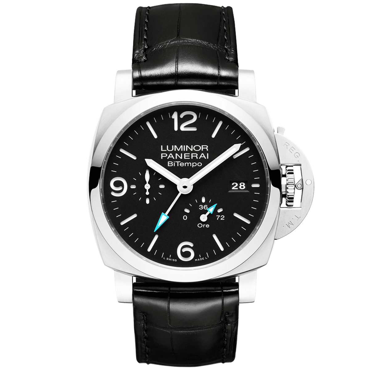 Panerai Luminor BiTempo 44mm Black Dial Strap Watch PAM01360