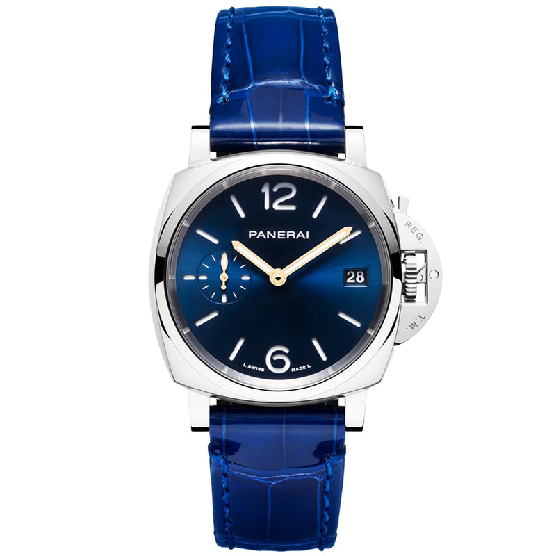 Panerai Luminor Due 38mm Blue/Rose Dial Automatic Leather Strap Watch - Berry's Jewellers
