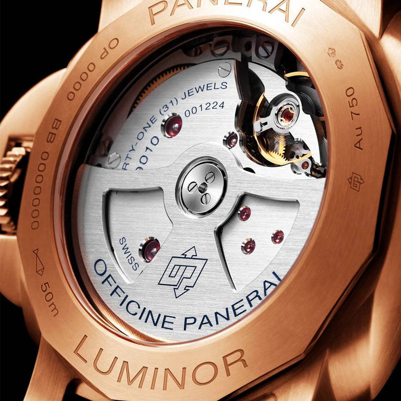 Panerai Luminor Goldtech 44mm Blue Dial Automatic Leather Strap Watch - Berry's Jewellers