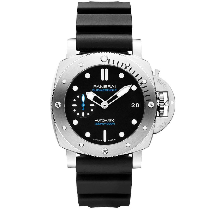 Panerai Submersible 42mm Black Dial Automatic Rubber Strap Watch - Berry's Jewellers