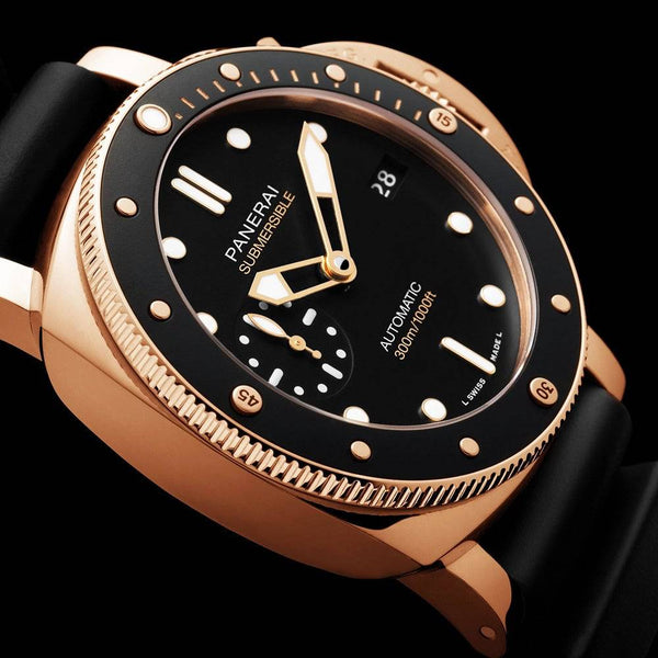 Panerai Submersible Goldtech 42mm Black Dial Men's Automatic Watch - Berry's Jewellers