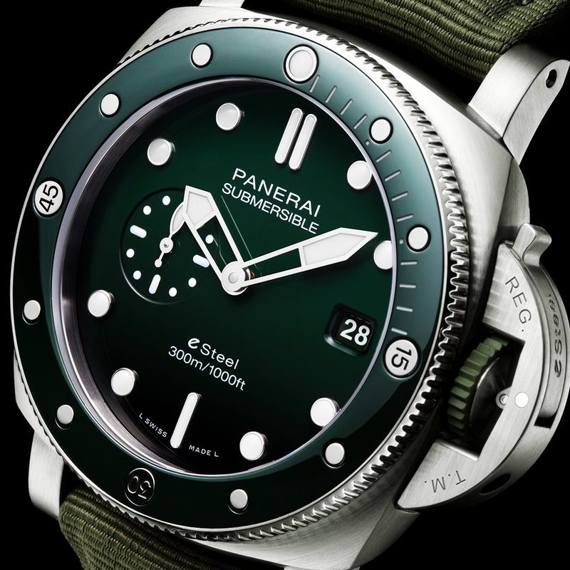 Panerai Submersible QuarantaQuattro Verde Smeraldo 44mm Green Dial Watch - Berry's Jewellers