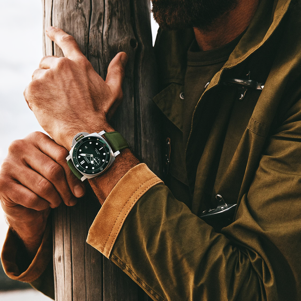 Panerai Submersible QuarantaQuattro Verde Smeraldo 44mm Green Dial Watch - Berry's Jewellers
