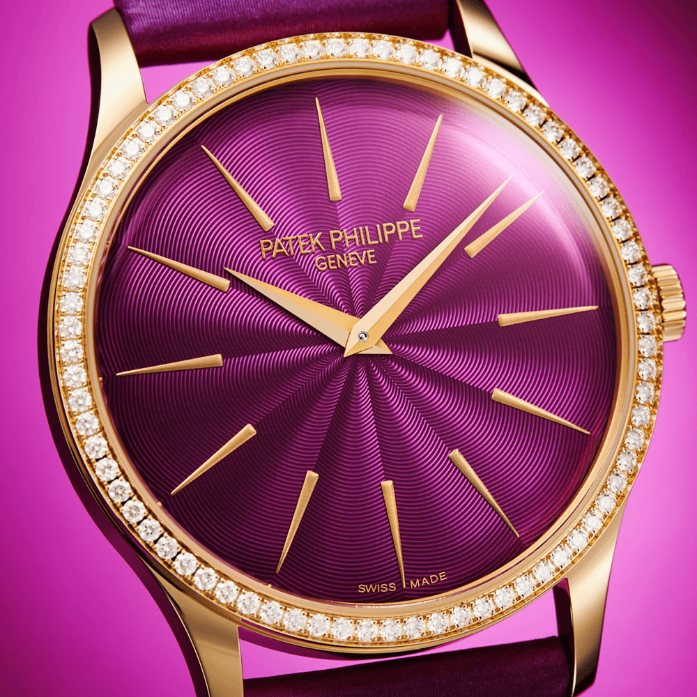 Purple and gold watch sale