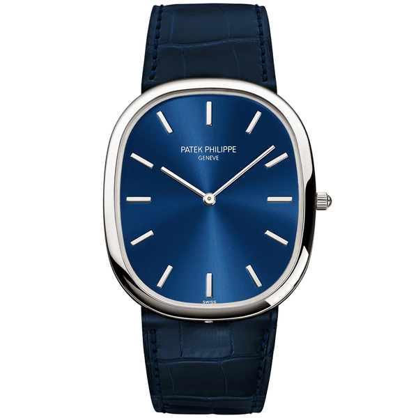 Patek Philippe Golden Ellipse Platinum Blue Sunburst Dial Men's Automatic Watch - Berry's Jewellers