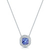 18ct White Gold Cushion Cut Tanzanite And Diamond Cluster Pendant