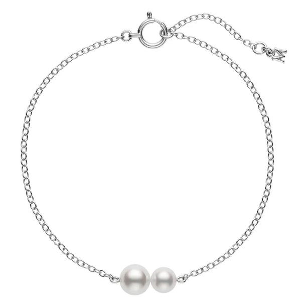 Mikimoto 18ct White Gold Double Pearl Chain Bracelet - Berry's Jewellers