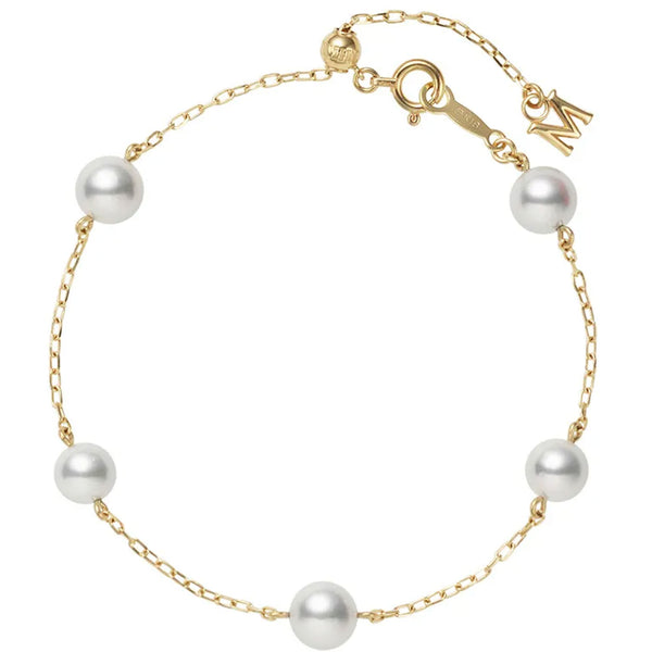 Mikimoto Akoya Pearl & 18ct Yellow Gold Chain Bracelet - Berry's Jewellers