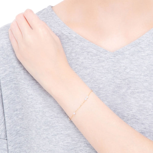 18ct Yellow Gold Akoya Pearl Chain Bracelet