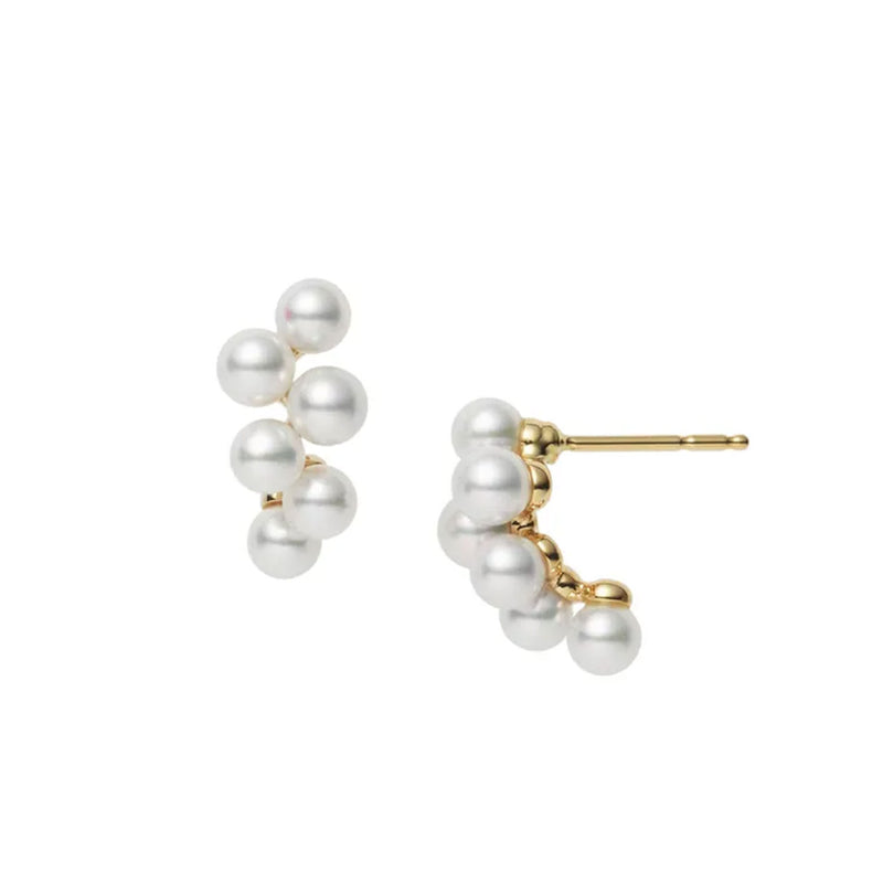 Mikimoto 18ct Yellow Gold Bubble Pearl & Diamond Earrings - Berry's Jewellers