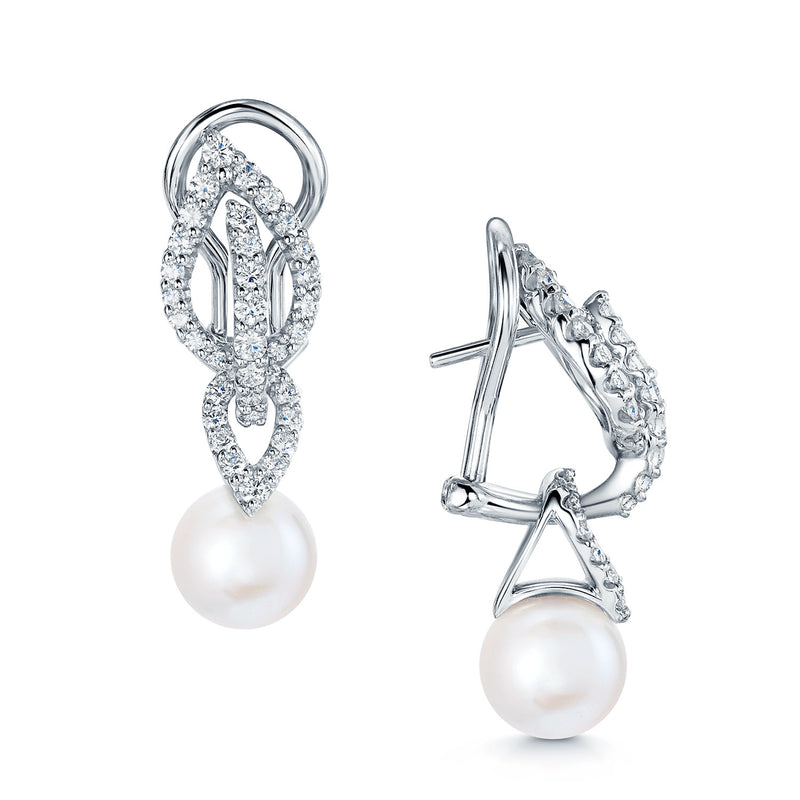 Mikimoto Laurel 18ct White Gold Pearl And Diamond Earrings - Berry's Jewellers