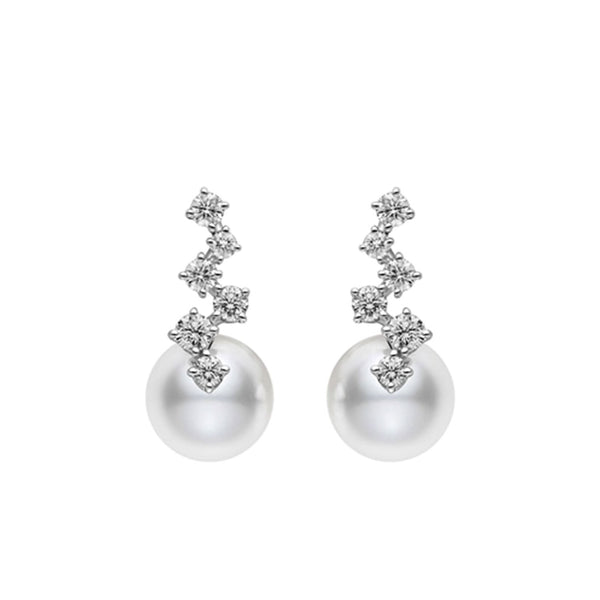 Mikimoto Starry Night 18ct White Gold Pearl And Diamond Earrings - Berry's Jewellers