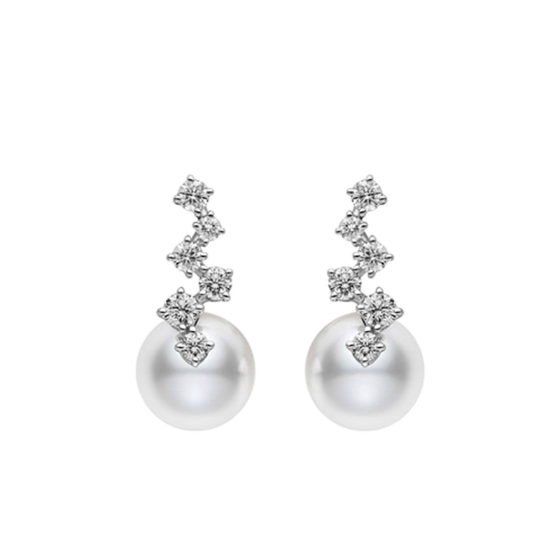 Mikimoto Starry Night 18ct White Gold Pearl And Diamond Earrings - Berry's Jewellers