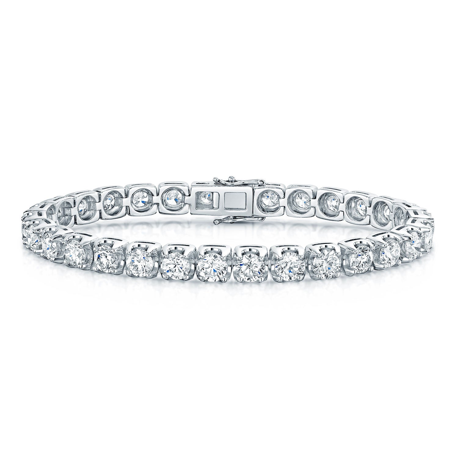 Platinum Round Brilliant Cut Diamond Tennis Bracelet