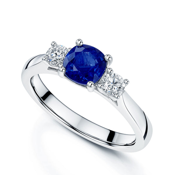 Berry's Platinum Sapphire And Diamond Three Stone Ring - Berry's Jewellers