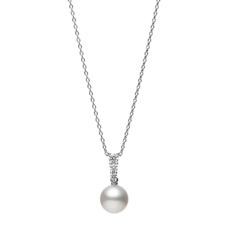Mikimoto Morning Dew 18ct White Gold Pearl And Diamond Drop Pendant - Berry's Jewellers