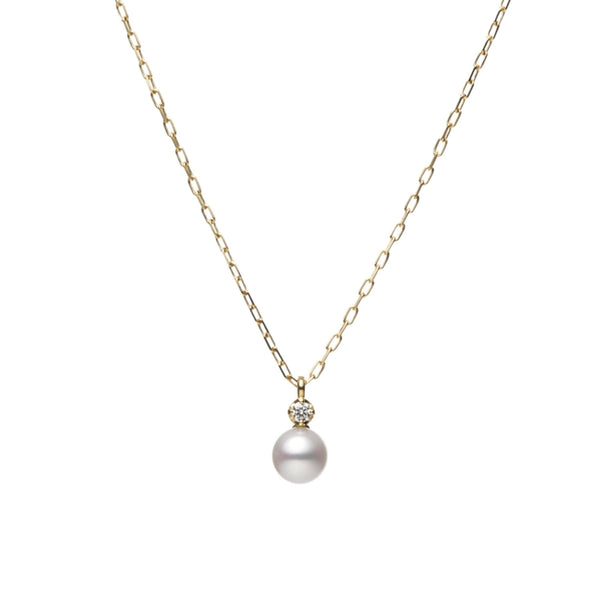 Mikimoto 18ct Yellow Gold Akoya Pearl And Diamond Pendant - Berry's Jewellers