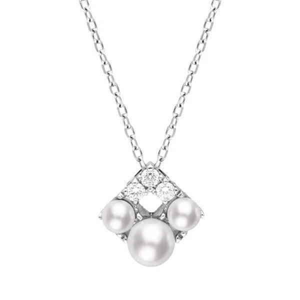 Mikimoto Falling Flakes 18ct White Gold Pearl And Diamond Pendant - Berry's Jewellers