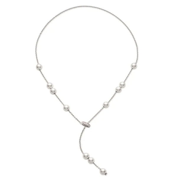 Mikimoto 18ct White Gold Pearls In Motion Lariat Necklace - Berry's Jewellers
