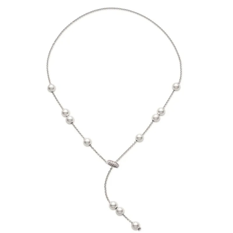 Mikimoto 18ct White Gold Pearls In Motion Lariat Necklace - Berry's Jewellers