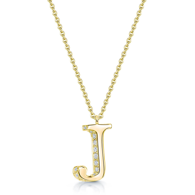 18ct Yellow Gold Diamond Initial Pendant Chain - Main Image